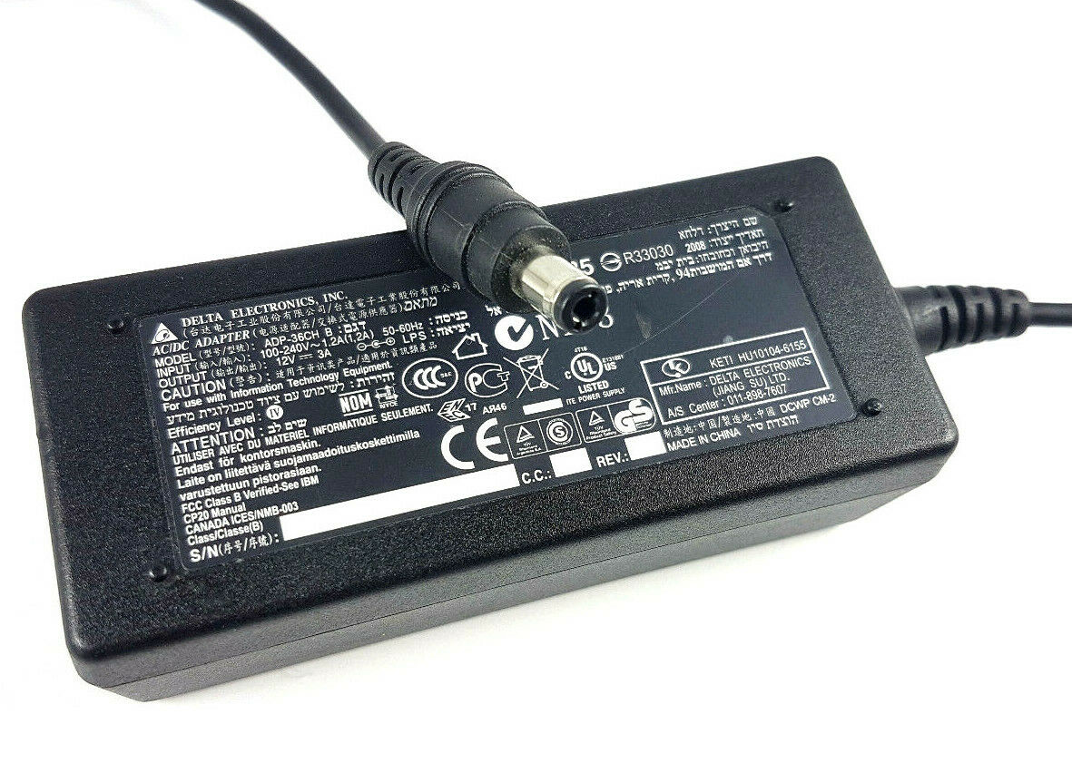 NEW Delta Electronics ADP-36CH B 12V 3A AC Power Supply Adapter